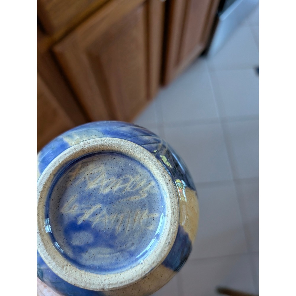 Doris LaPanting Studio Pottery Blue Glazed Bud Vase 4 inch Hand Signed Ceramic - Picture 4 of 5